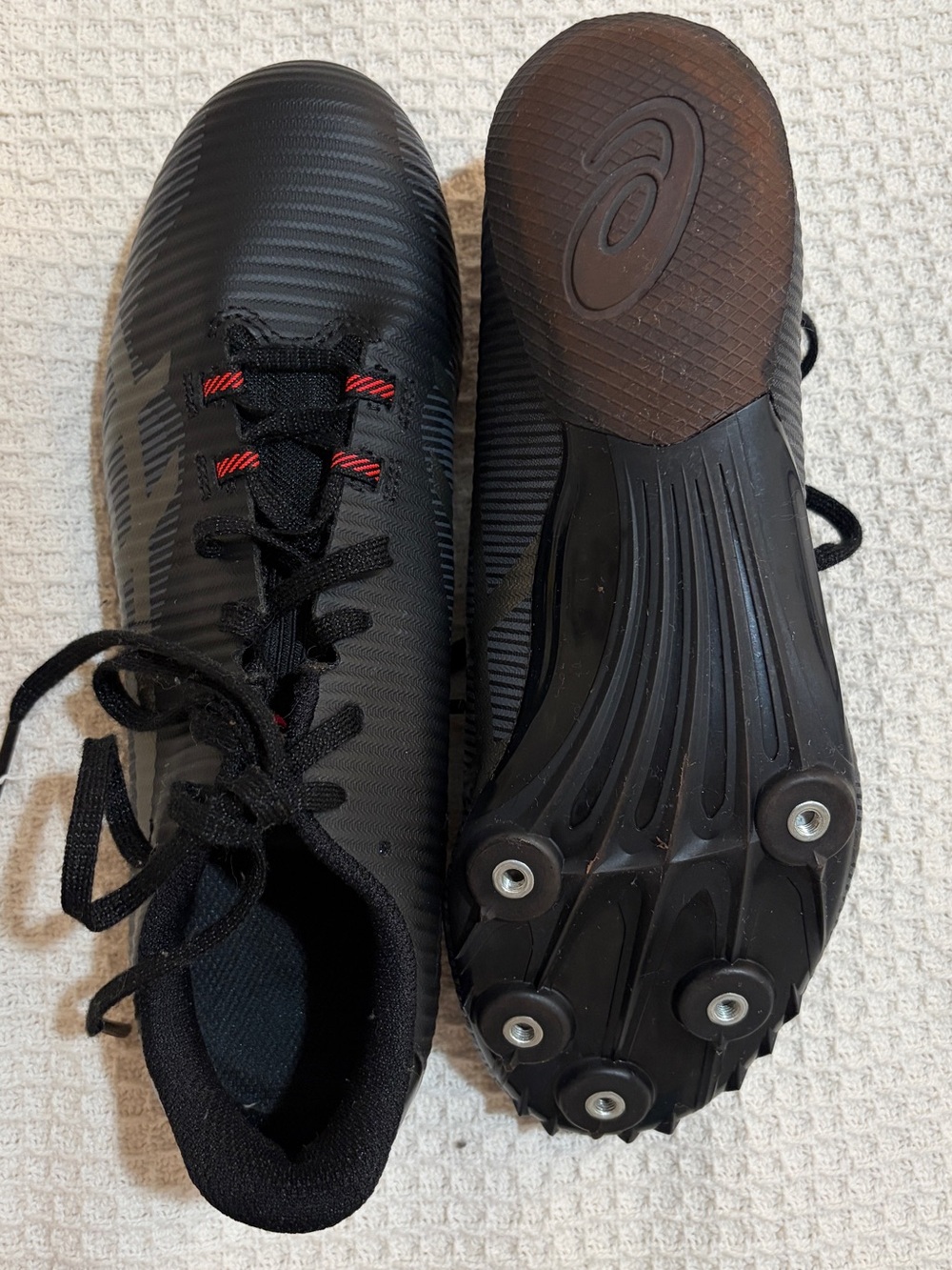 ASICS Black Athletic Track Spikes with Red Accents